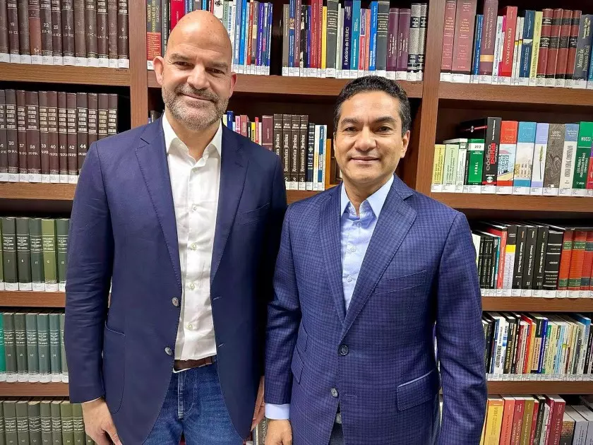 O presidente do diretório estadual Marcelo Almeida com o presidente nacional do Republicanos, Marcos Pereira