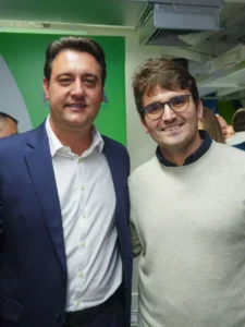 Carlos Massa Ratinho Junior, governador do Estado, e Gustavo Tacla, diretor de merchandising e inovação do Grupo Tacla Shopping. (Imagem: Marcel Rodrigues)